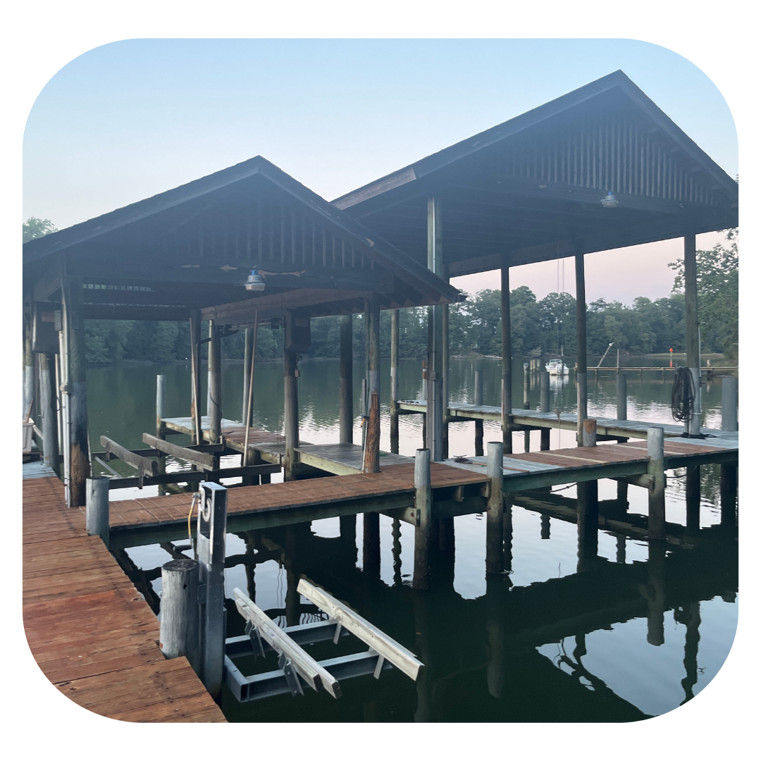 Dock on a river which boaters can rent