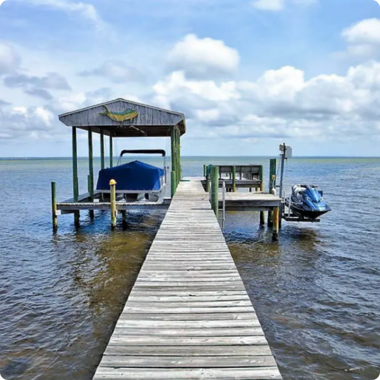Dock in open water with multiple slips available for rent in Miramar Beach, FL