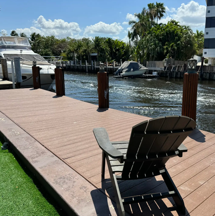 Florida boating destination Fort Lauderdale is known for miles of canals. This dock is private in the highly desirable luxury neighborhood of Las Olas.