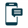 icon of a cell phone texting to contact us